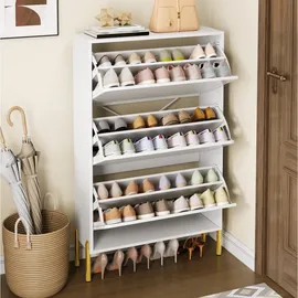 modfu Schuhschrank 73 x 120 x 24 cm 3 Türen hochglänzend / weiß