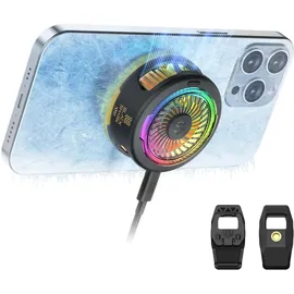 Black Shark FunCooler 5 Magnetic Phone Cooler für Gaming, Tragbarer Handy Kühler mit RGB-Beleuchtung, Handy-Kühlventilator für iPhone Magnetischer Series/Android/Tablet/iPad (Schwarz)