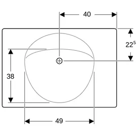 Geberit Preciosa  80 x 55 cm ohne Hahnloch mit Überlauf