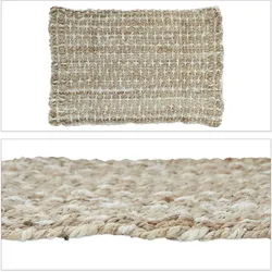 Relaxdays Jute Teppich, 60 x 90 cm, handgewebter Teppichläufer, Naturfasern, Läufer Flur, Wohnzimmer, Küche, beige/creme