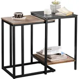 SoBuy 2er Set Beistelltisch Satztisch Couchtisch Stapelbar Sofatisch Kaffeetisch Laptoptisch Pflegetisch Wohnzimmertisch