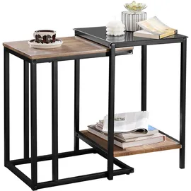 SoBuy 2er Set Beistelltisch Satztisch Couchtisch Stapelbar Sofatisch Kaffeetisch Laptoptisch Pflegetisch Wohnzimmertisch