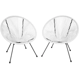 Tectake Gartenstuhl 70,5 x 69 x 78 cm weiß 2 St.