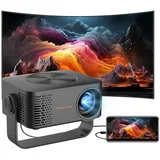 ZELURXX 1080P Mini Beamer mit WiFi & Lautsprecher – Tragbarer LED Projektor für Handy & Heimkino, Schwarz