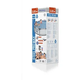 BESTWAY Steel Pro Max Frame Pool Set 305 x 76 cm lichtgrau inkl. Filterpumpe