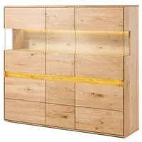 Massivmoebel24 Highboard Wildeiche inkl. LED 163x43,5x152 natur geölt CARDIFF