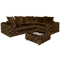 Xlmoebel Chesterfield-Sofa Chesterfield Ecksofa Samt Polster Ecke Garnitur Neu Couch Sofa, Hergestellt in Europa braun