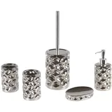 Beliani Badaccessoires Set Keramik Silber