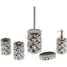 Beliani Badaccessoires Set Keramik Silber