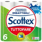 Scottex Tuttofare Küchenrolle mit zwei Seiten, einer weichen Seite und einer widerstandsfähigen Seite, 6 Maxi Rollen