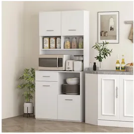 Homcom Küchenbuffet Hochschrank 80 x 35 x 180 cm Weiß