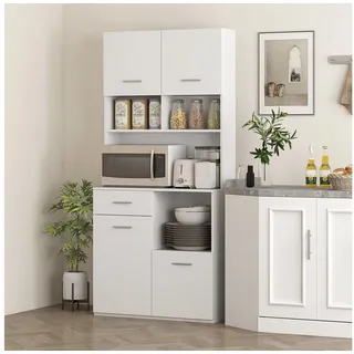 Homcom Küchenbuffet Hochschrank 80 x 35 x 180 cm Weiß