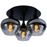 GLOBO Runde Deckenleuchte 3x E27 schwarz Glas