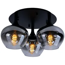 GLOBO Runde Deckenleuchte 3x E27 schwarz Glas