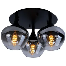 GLOBO Runde Deckenleuchte 3x E27 schwarz Glas