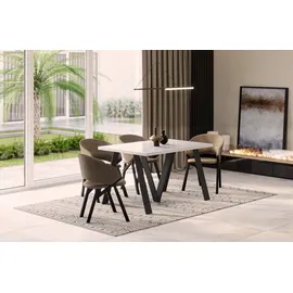 endo-moebel Endo-Möbel XXL Esstisch Lungo 130cm - 405cm ausziehbar bis 12 Personen Küchentisch (Hochglanz Weiß) - Weiß