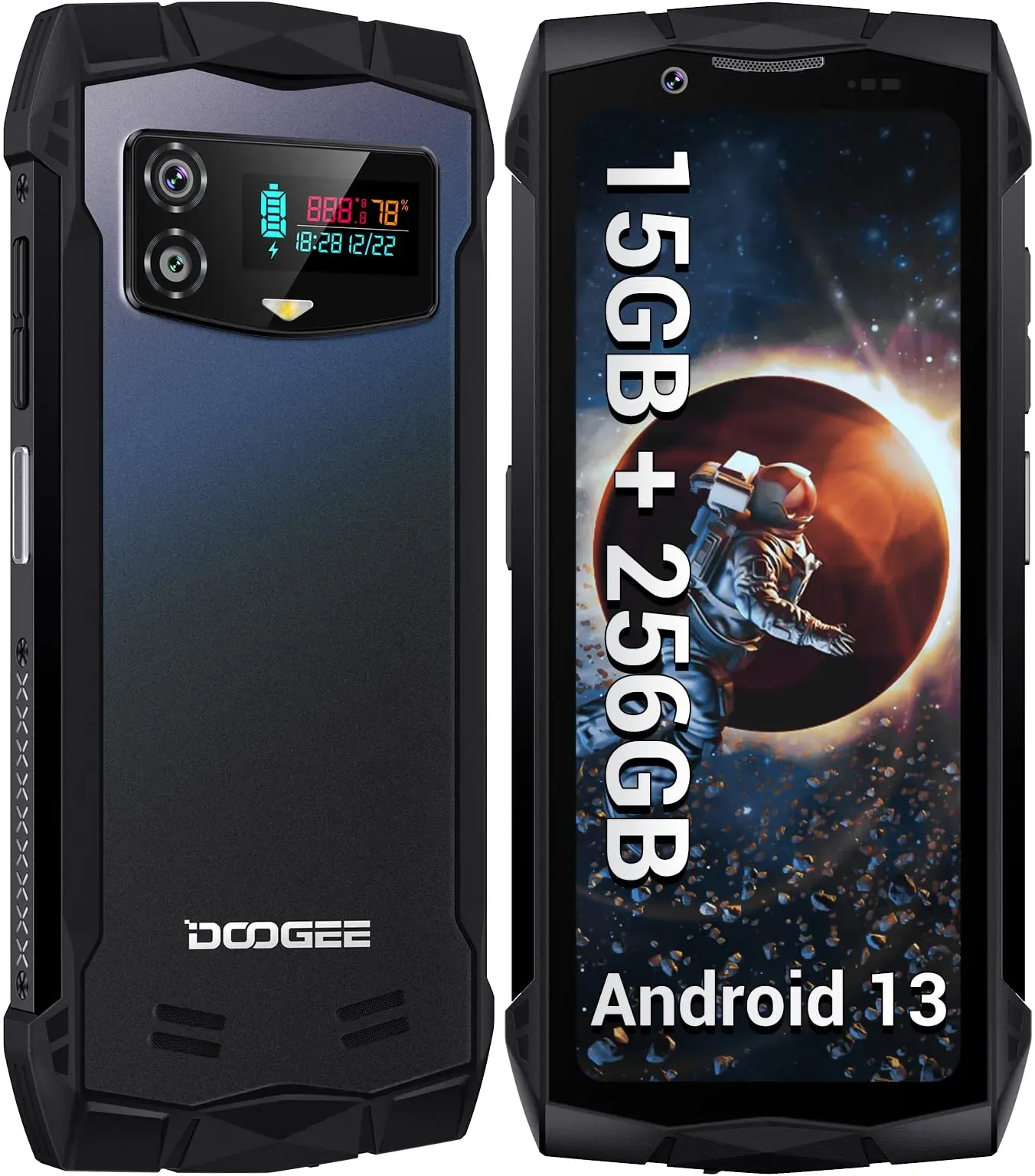 DOOGEE Smini Outdoor Smartphone Android 13, Helio G99 15GB RAM + 256GB ROM (TF 2TB), Mini Outdoor Handy Ohne Vertrag, 4.5'' QHD+, 50MP + 8MP, 3000mAh Baustellenhandy, IP68/69K/Dual 4G SIM/NFC/OTG/GPS