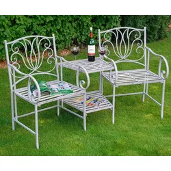 Sitzgruppe AMBIENTE HAUS, grau, B:160cm H:90cm T:52cm, Metall, Sitzmöbel-Sets, Gartenmöbel-Set, Stühle mit Tisch Outdoor geeignet