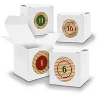 Adventskalender zum Füllen 24x Würfelbox 650mm WEISS inkl Stickerbogen V04 Z10