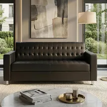 MCW Couch Kunstleder 3-Sitzer Braun