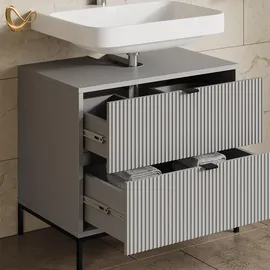 livinity® Waschbeckenunterschrank Aterno, Grau, 70 x 63 cm mit 2 ausziehbaren Schubladen