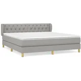 vidaXL Boxspringbett mit Matratze Hellgrau 160x200 cm Stoff