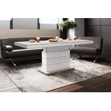 Design Couchtisch Tisch Matera Lux H-333 Cappuccino/Weiß Hochglanz höhenverstellbar ausziehbar Esstisch
