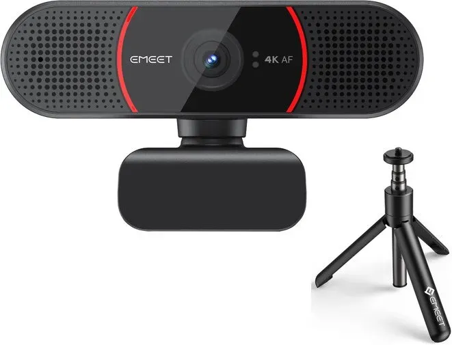 EMEET True 4K Webcam für PC mit Dualmikrofonen, Autofokus, Plug & Play, 4K Webcam + Stativ