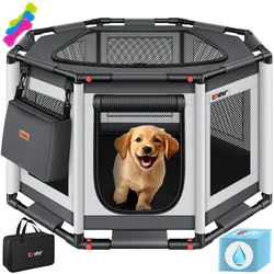 LOVPET® Welpenlaufstall für drinnen & draußen Welpenauslauf Hundekäfig Oxford-Gewebe   Tierlaufstall für Kleintiere Hunde Katzen   Hundelaufstall Freigehege Rahmen aus PVC-Rohren