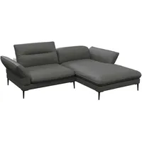 flexlux Ecksofa Salino, Funktionssofa mit Recamiere, Relaxsofa, Ecksofa, Sofa mit Arm- und Kopfteil-Verstellungen, Kaltschaum & Stahl-Wellen grau