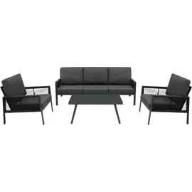 Jardi Gartenmöbel Set 4-teilig Anthrazitgrau mit Rattan Aufbewahrungsbox Schwarz 582l