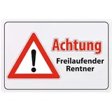 xy Blechschild Ruhestand Scherzartikel lustiges Geschenk für Rentner Rentnerin Freilaufender Rentner Freilaufende Rentnerin (Rentner)