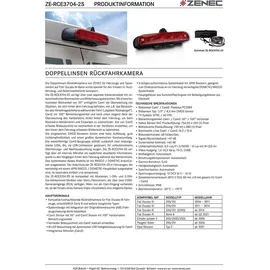Zenec ZE-RCE3704-2S Rückfahrkamera kompatibel mit Fiat Ducato III 250/251