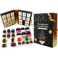 Lucadeau Socken Adventskalender für Frauen: Weihnachtskalender, Kuschelsocken Baumwollsocken (37-43) mit Sprüchen, Schlüsselanhänger mit Essens-Motiv, G... - Schwarz