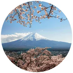 K&L Wall Art Vliestapete »Runde Vliestapete«, Colombo Mount Fuji Japan, mehrfarbig, matt - bunt