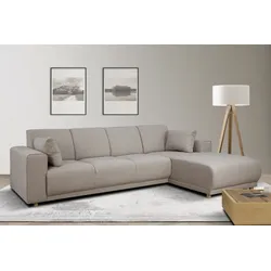Ecksofa HOME AFFAIRE "LEMPS wahlweise Recamiere links oder rechts L-Form", beige, B:297cm H:85cm T:162cm, 100% Polyester, Sofas, incl. Zierkissen, Stellmaße 297x162 cm