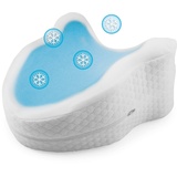 MAXXMEE Seitenschläfer-Kissen Memory-Schaum bequemes Liegen im Bett auf Couch Viscoelastisch formbeständig ergänzt Bettwäsche Atmungsaktiv - Blau, Weiß