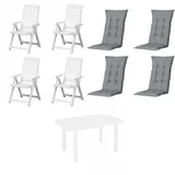 PROGARDEN Tampa+Faro Garten-Essgruppe 85 x 137 x 109 cm weiß/grau 4 St.