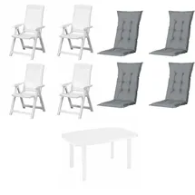 PROGARDEN Tampa+Faro Garten-Essgruppe 85 x 137 x 109 cm weiß/grau 4 St.