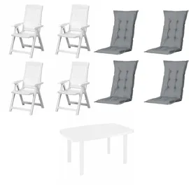PROGARDEN Tampa+Faro Garten-Essgruppe 85 x 137 x 109 cm weiß/grau 4 St.