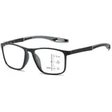 Lanomi Rechteckig Gleitsichtbrille Herren Damen Progressives Multifokal Lesebrille Blaulichtfilter Ultraleicht Flexibel TR90 Gleitsicht Brille Schwarz Rahmen Grau Arm Gleitsichtbrille 1.5 - L