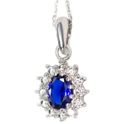 LEIS Anhänger mit Kette 925/- Sterling Silber Saphir blau Ketten   Damen 