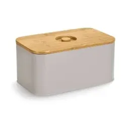 Zeller Brotkasten mit Bambusdeckel, Metall 25164 , Farbe: beige