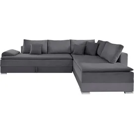 INOSIGN Ecksofa »Night & Day L-Form, B: 324 cm« mit Bettfunktion, Bettkasten & 3 Zierkissen, Boxspringbett 180x200 cm, schwarz