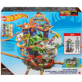 Hot Wheels Autorennbahn Megacity Parkgarage mit T-Rex-Angriff