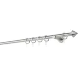 MYDECO Gardinenstange MYDECO "20mm Spitze Wandträger 6,5 cm", silber (edelstahlfarben), L:220cm, Gardinenstangen