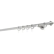 MYDECO Gardinenstange MYDECO "20mm Spitze Wandträger 6,5 cm", silber (edelstahlfarben), L:220cm, Gardinenstangen