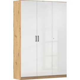 Rauch MINOSA Mehrzweckschrank 136 x 41 x 197 cm Eiche Artisan/Hochglanz Weiß/Graufmetallic