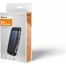 Denver PSO-20010 MK2 Solar Powerbank 20000 mAh Anthrazit Taschenlampe, Statusanzeige