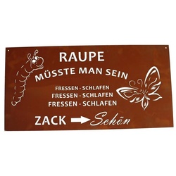 440s Gartenfigur 440s Rost-Gedichttafel Raupe, (Stück) braun